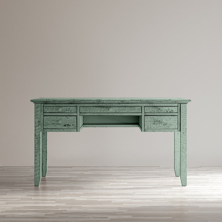 Surfside Blue Coastal Wood Desk with USB Ports