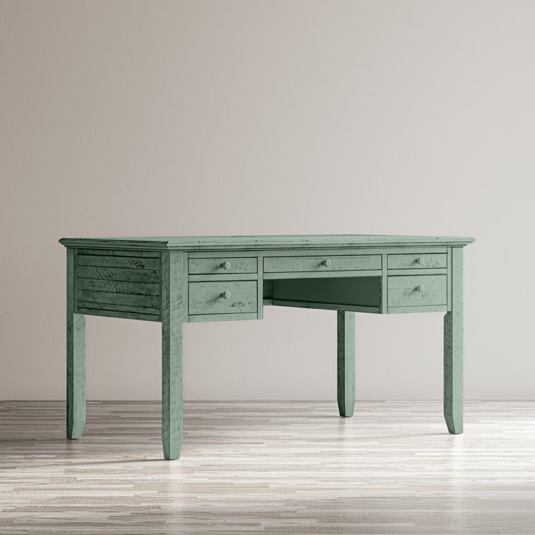 Surfside Blue Coastal Wood Desk with USB Ports