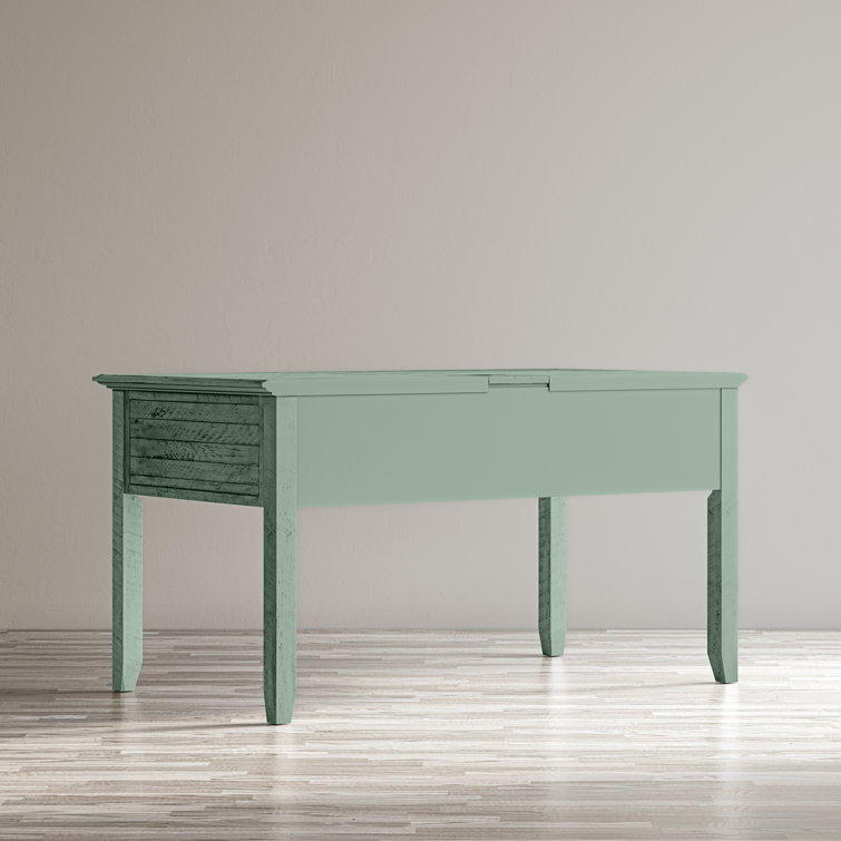 Surfside Blue Coastal Wood Desk with USB Ports
