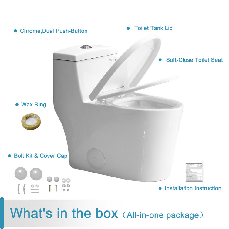 Greta White Elongated One-Piece Dual Flush Toilet