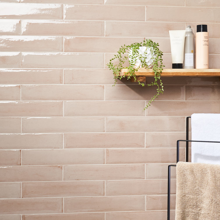 Rose Polished Porcelain Subway Wall Tile 3x16