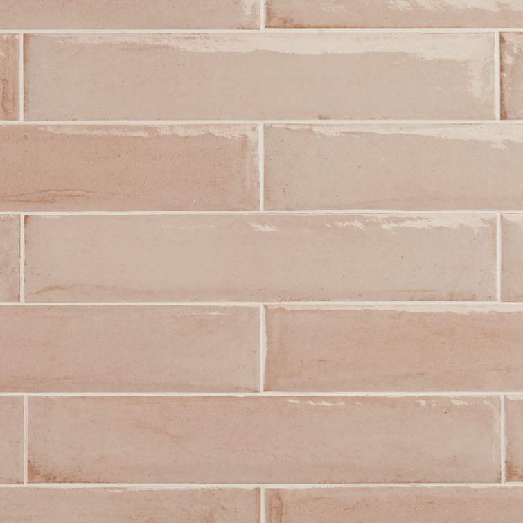 Rose Polished Porcelain Subway Wall Tile 3x16