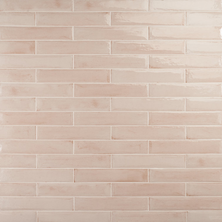 Rose Polished Porcelain Subway Wall Tile 3x16