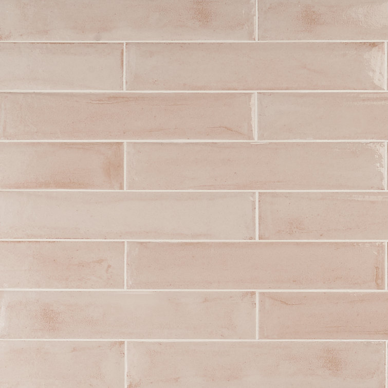 Rose Polished Porcelain Subway Wall Tile 3x16