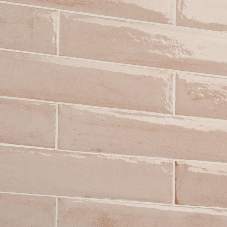 Rose Polished Porcelain Subway Wall Tile 3x16