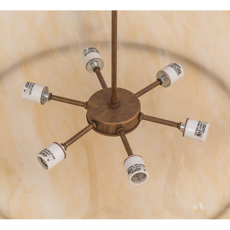 Cortez Gold 6-Light Glass Bowl Pendant