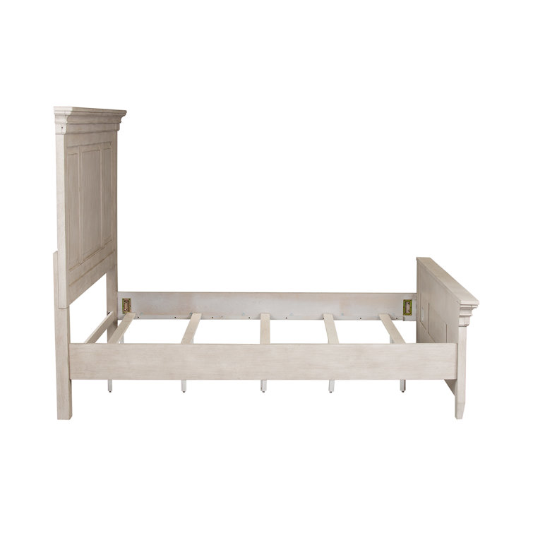 Heartland White Queen Panel Bed with Wood Frame and Slats