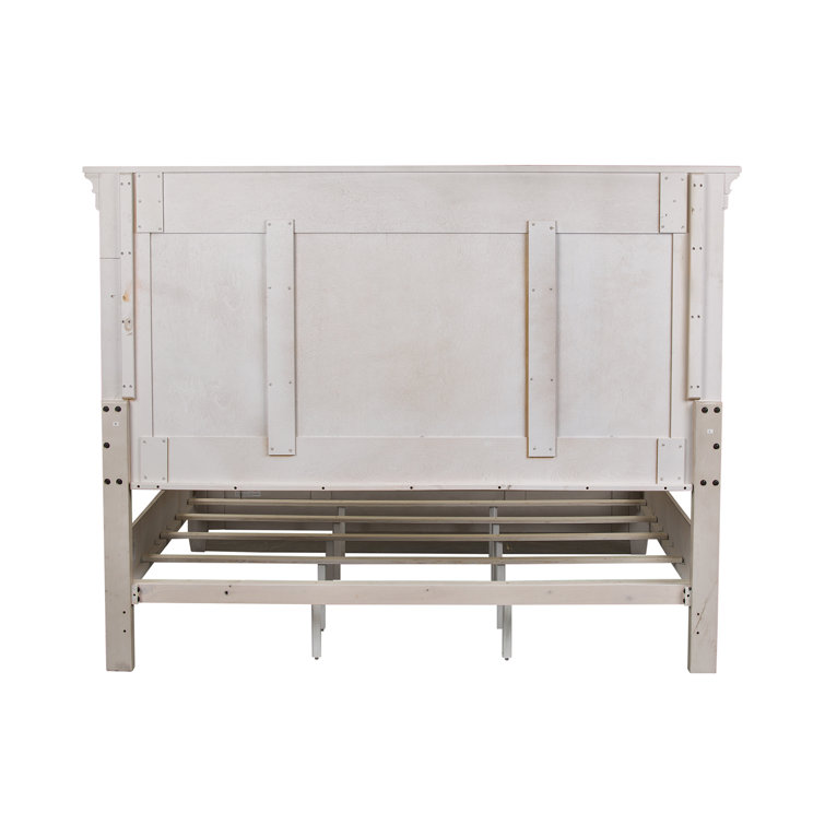 Heartland White Queen Panel Bed with Wood Frame and Slats
