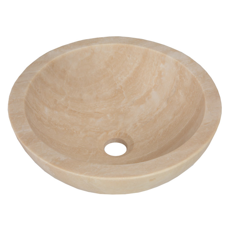 Eden Bath 14'' Beige Travertine Stone Vessel Sink