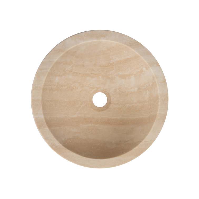 Eden Bath 14'' Beige Travertine Stone Vessel Sink