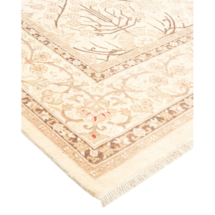 Ivory Hand-Knotted Wool Area Rug 6' 2" x 9' 6"