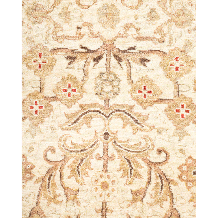 Ivory Hand-Knotted Wool Area Rug 6' 2" x 9' 6"