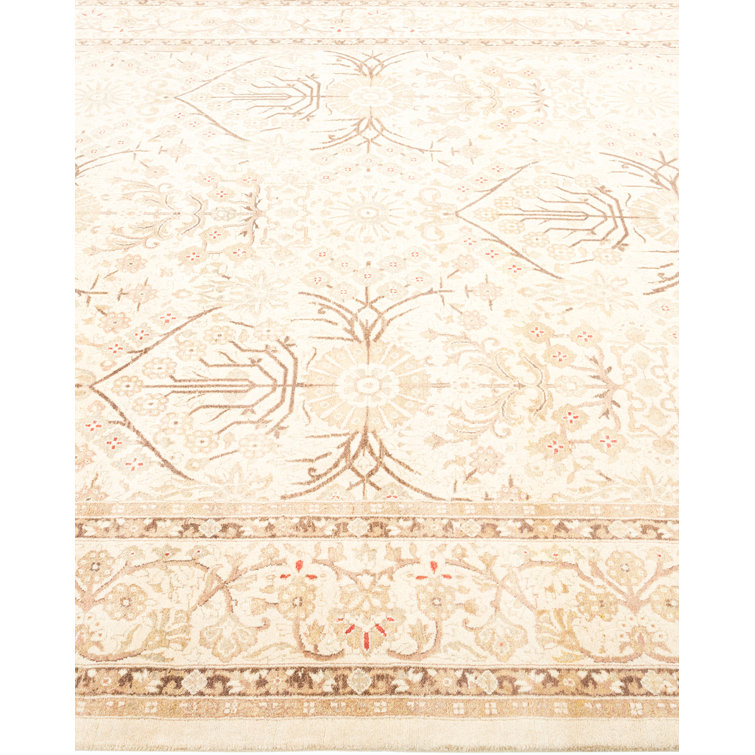 Ivory Hand-Knotted Wool Area Rug 6' 2" x 9' 6"