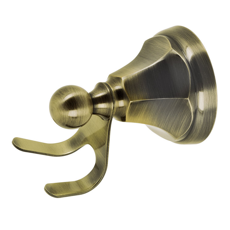 Antique Brass Double Hook Robe Holder