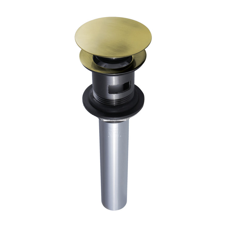 Antique Brass Push Pop-Up Bathroom Sink Drain with Overflow