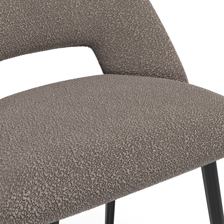 Gray Upholstered Low Back Bar Stools with Metal Legs, Set of 2