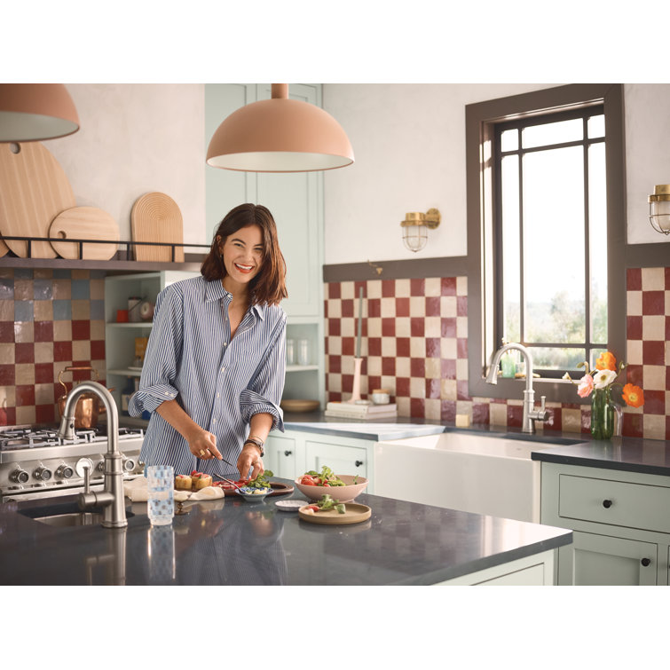 Stainless Steel Traditional Pull-Down Bar Faucet with Spray