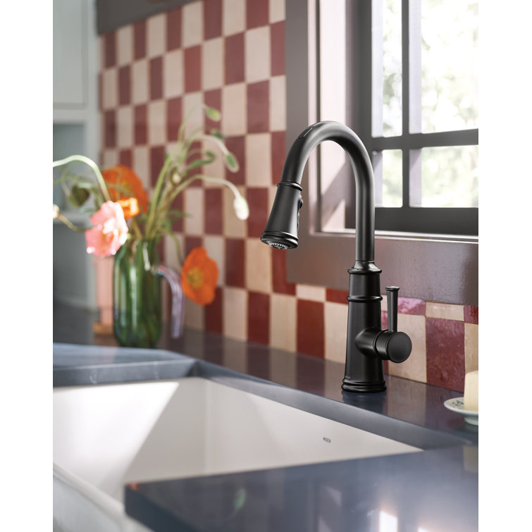Matte Black Stainless Steel Pull-Down Kitchen Faucet with Spray