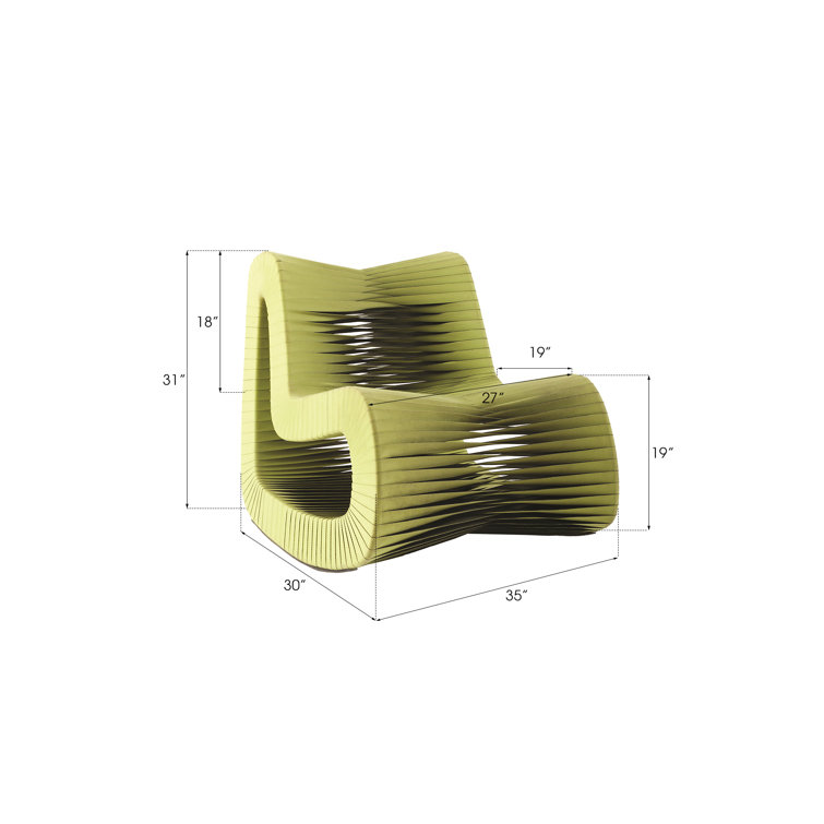 Green Woven Fabric and Metal Glider Chair