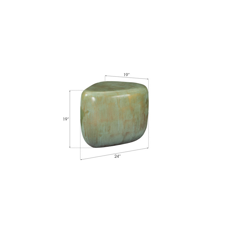 Lichen Triangular Resin and Metal End Table with Storage