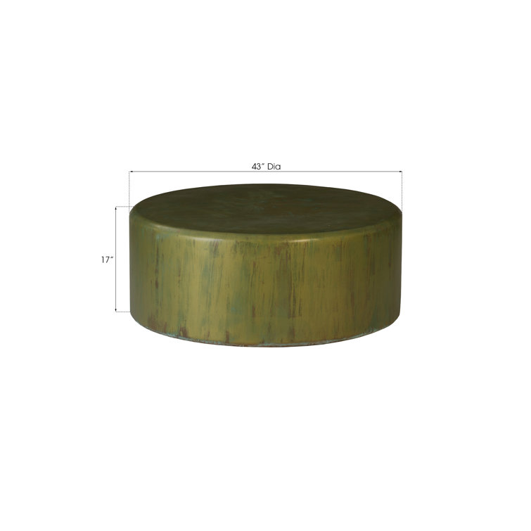 Lichen Finish Round Resin Coffee Table with Acid Patina