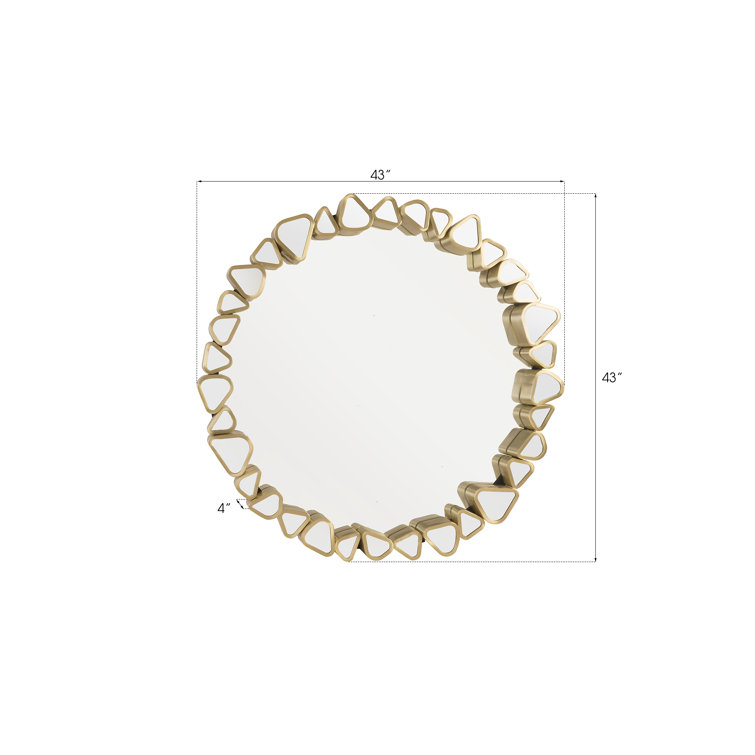 43" Contemporary Pebble Gold Round Wood Accent Mirror