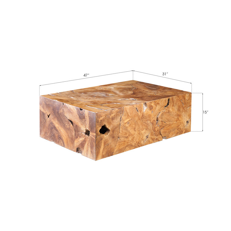 Natural Teak Rectangular Wood Coffee Table