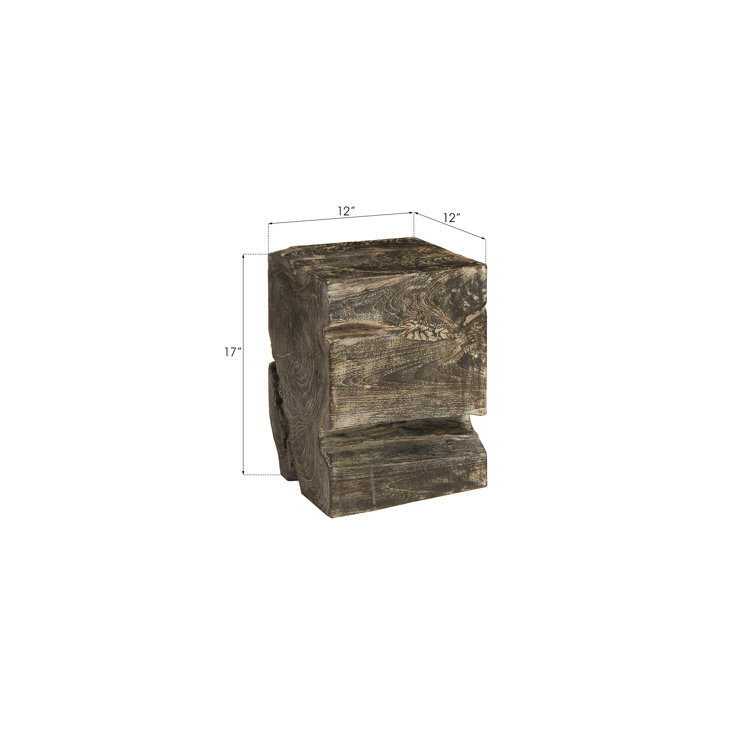 Black Wash Solid Wood Square Accent Stool