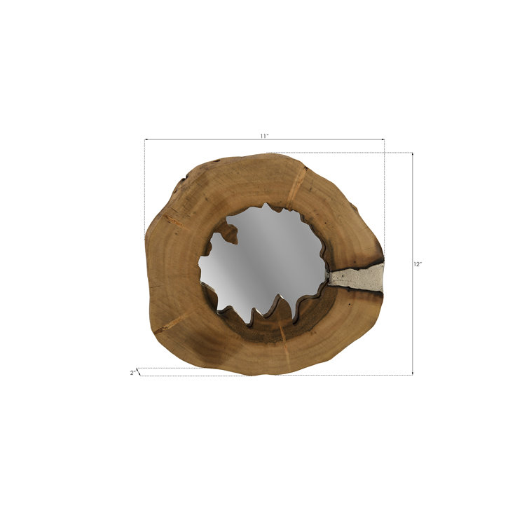 Round Polished Aluminum and Chamcha Wood Wall Décor