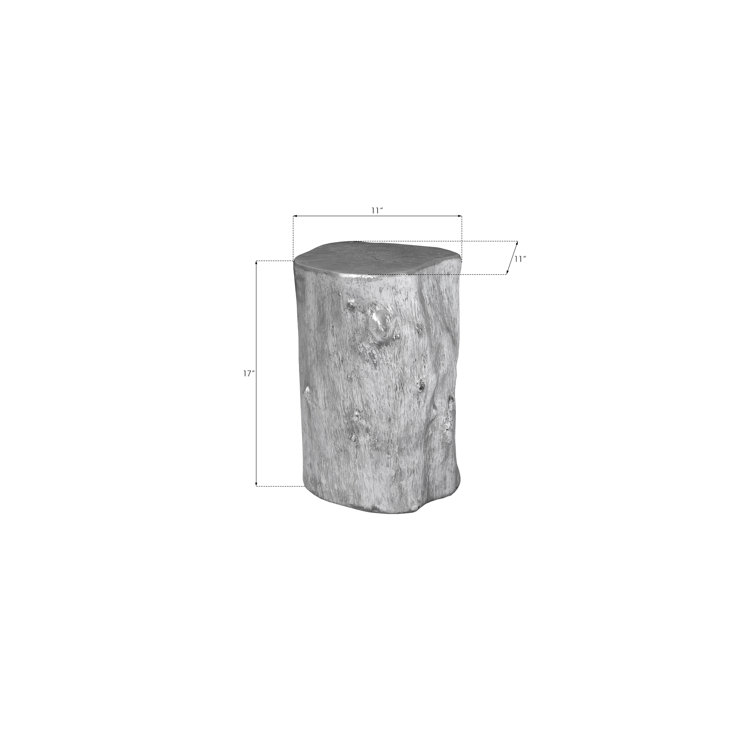 Small Silver Leaf Resin Log Stool