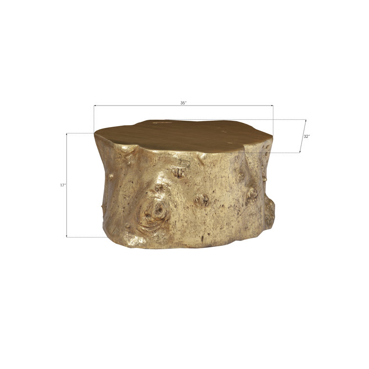 Gold Leaf Log Coffee Table with Storage
