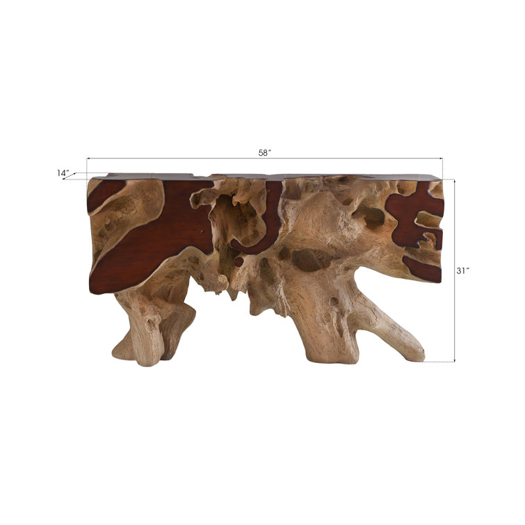 Freeform Faux Bois Wood Console Table with Storage