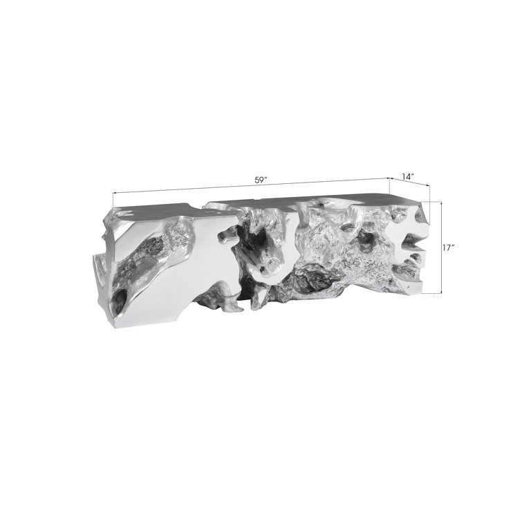 Contemporary 59'' Silver Leaf Freeform Bench