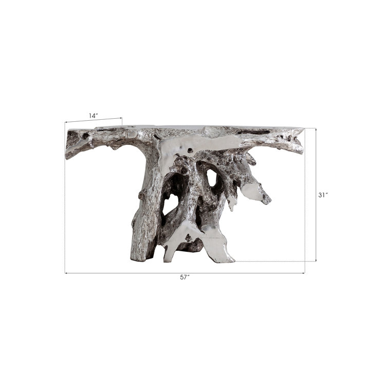 Brivo Freeform Silver Leaf Wood Console Table with Storage