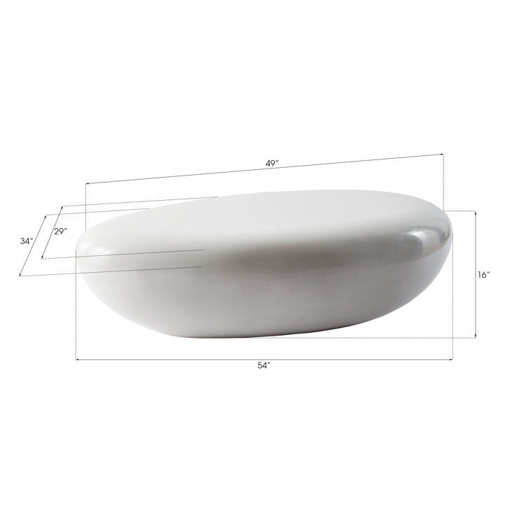 Modern Oval White Wood Outdoor Coffee Table, 54"W