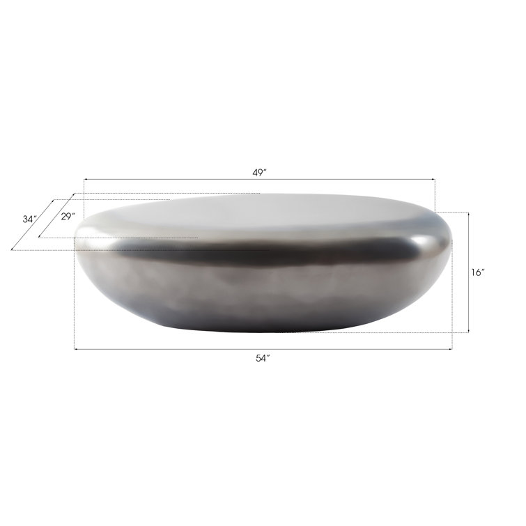 Contemporary Gray Wood Oval Outdoor Coffee Table, 54"x34"