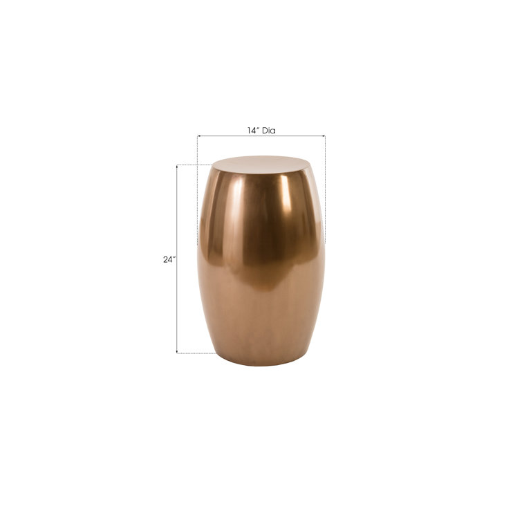 Contemporary 14" Polished Bronze Round Drum End Table