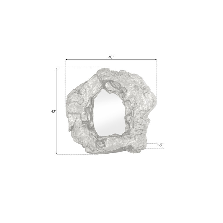Rock Pond Contemporary Silver Leaf 40" Square Wall Mirror