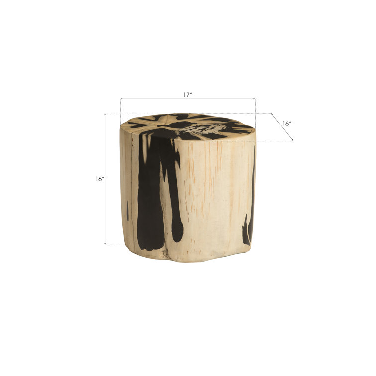 Modern Beige-Brown Petrified Wood-Effect Accent Stool