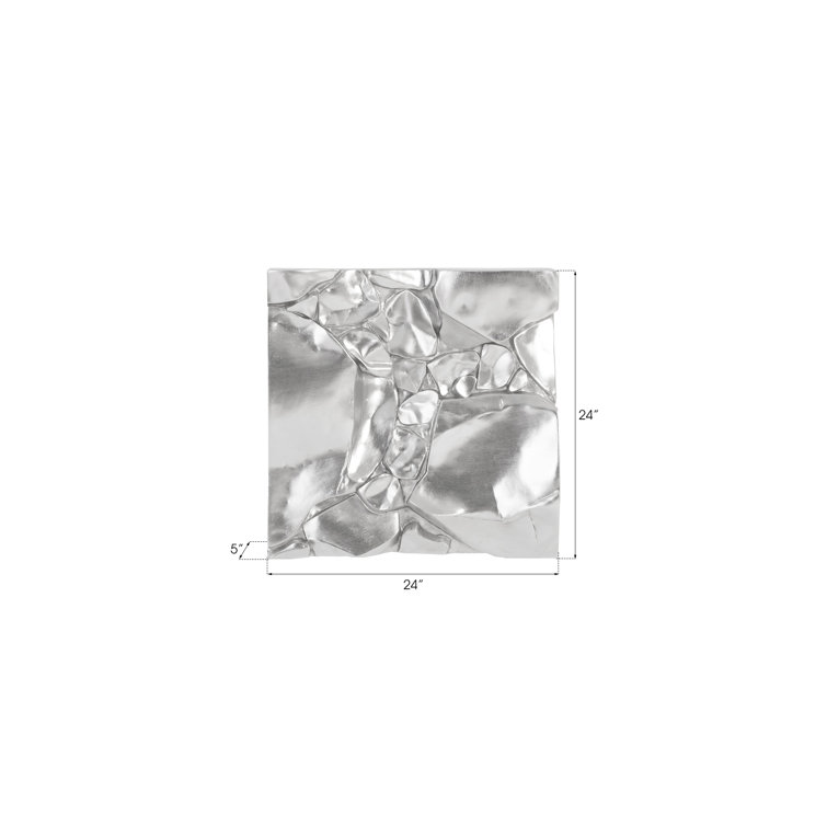 Contemporary Silver Leaf 24" Square Cairn Wall Decor
