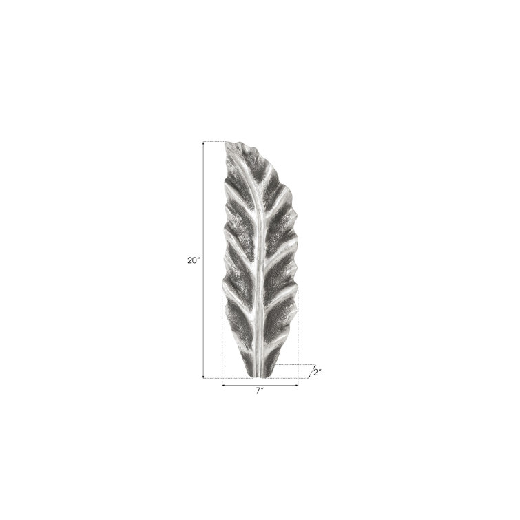 Small Silver Artisan-Grade Resin Leaf Wall Décor