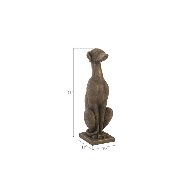 Bronze Finish Contemporary Metal Dog Statue, 36" Tall