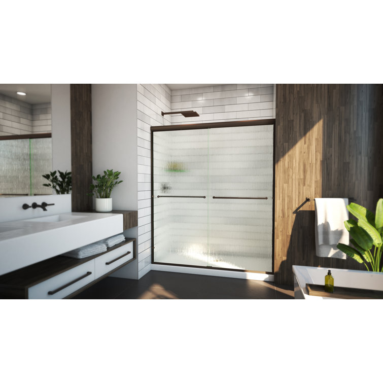 ESE 60" x 80" Oil Rubbed Bronze Rain Glass Bypass Shower Door