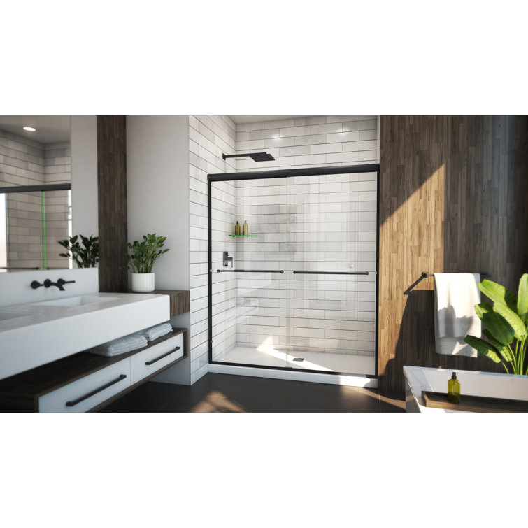 Leser 60" x 70" Matte Black Frameless Bypass Shower Door