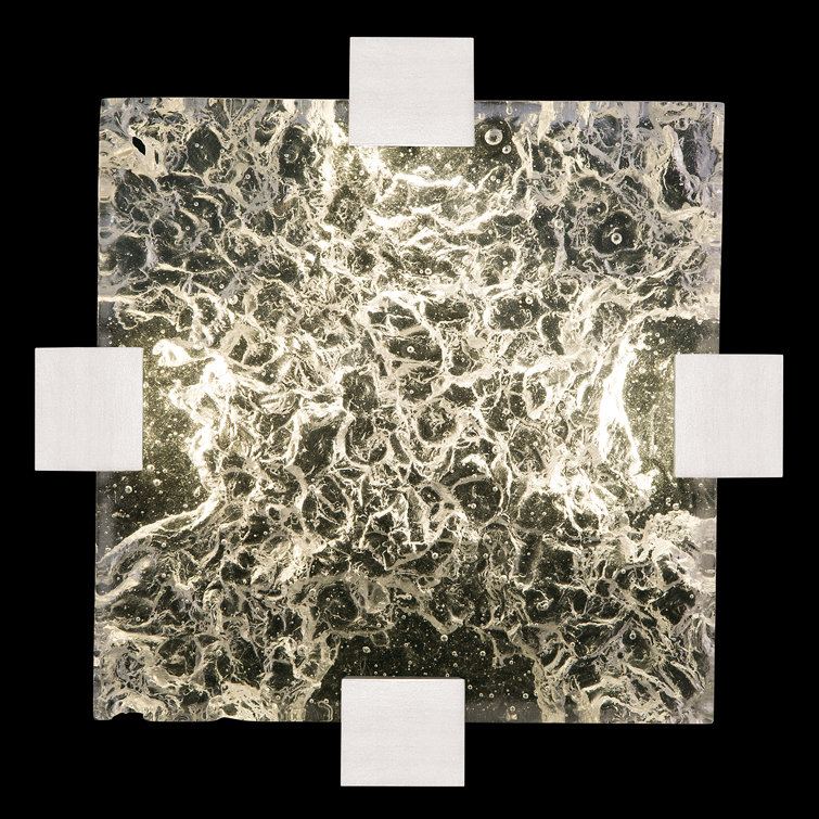 Zen Inspired 4-Light LED Silver Flush Mount with Cast Glass