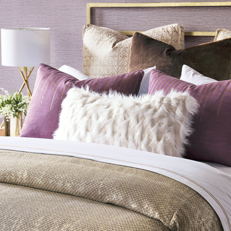 Ivory Faux Fur Rectangular Lumbar Accent Pillow