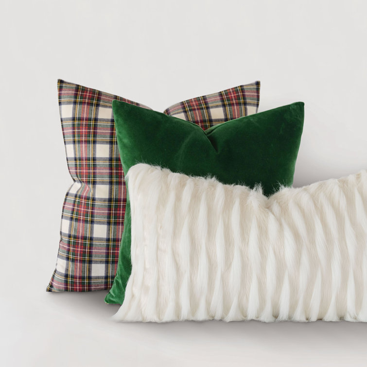 Ivory Faux Fur Rectangular Lumbar Accent Pillow