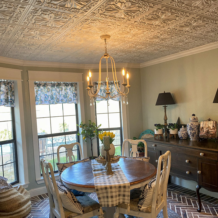 Emma's Flowers 19.6'' White Textured Polystyrene Ceiling Tile
