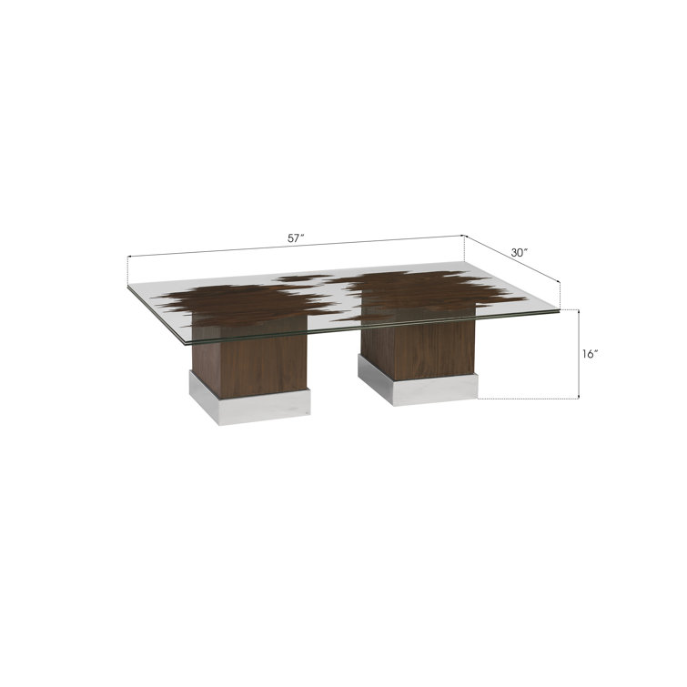 Contemporary Floating Slice 57'' Brown and Silver Coffee Table