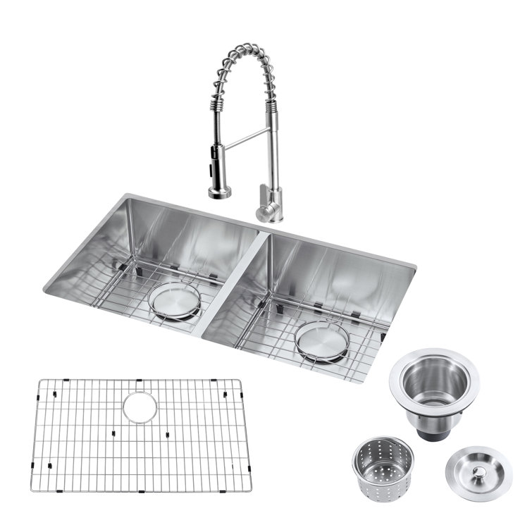 32'' Stainless Steel Double Bowl Undermount Kitchen Sink